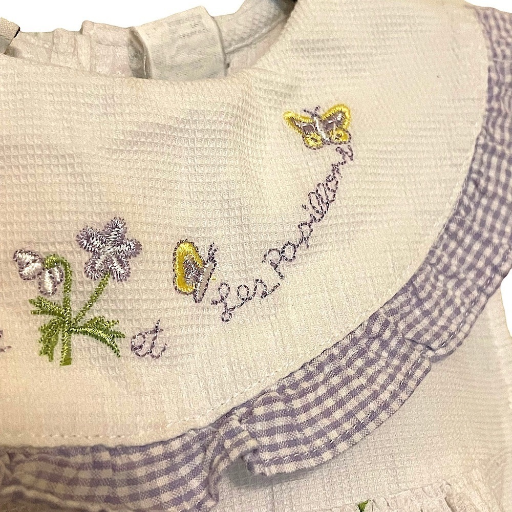 b.t. kids Girls Lilac & White Embroidered Collar Flower and Butterfly Dress 5 - Picture 6 of 10
